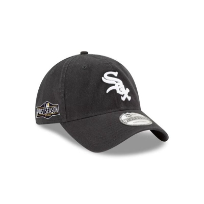 Black Chicago White Sox Hat - New Era MLB Postseason Side Patch 9TWENTY Adjustable Caps USA8236510